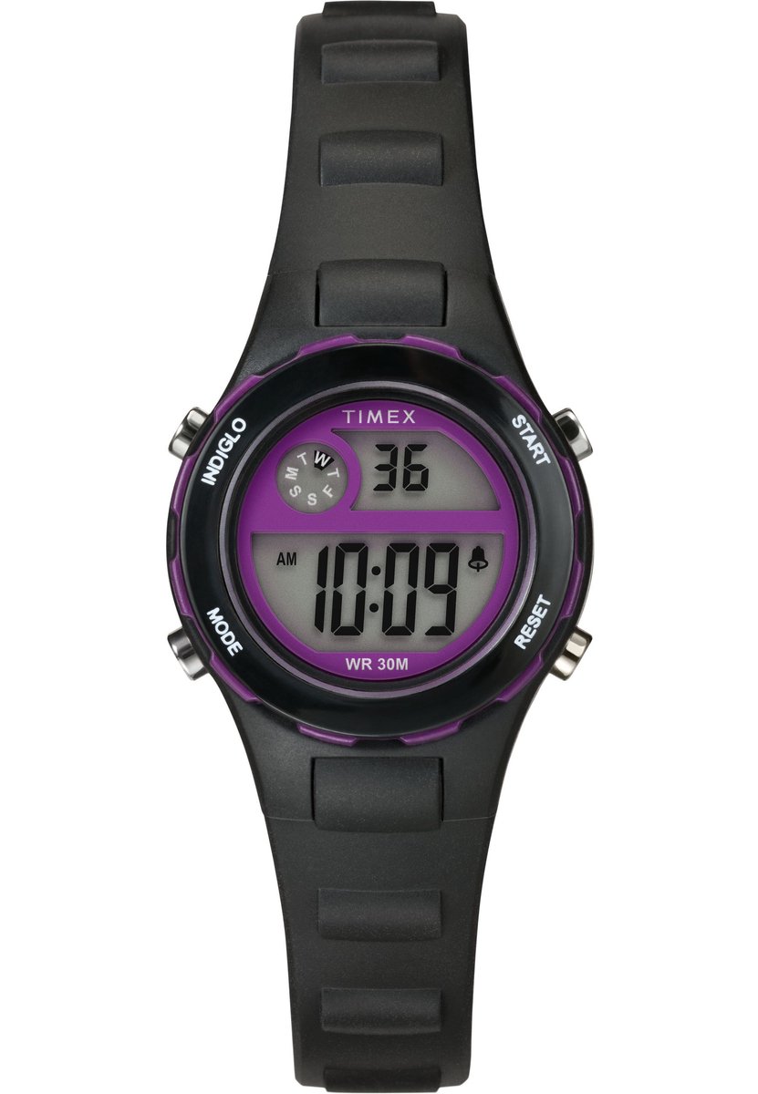 Timex Timex Kids Digital Quartz Digitaal Horloge Zwart En Paars Kast: 100% Hars | Armband: 100%Hars 27 TW2W92300VV, TW2W92400VV, TW2W92500VV, TW2W92600VV