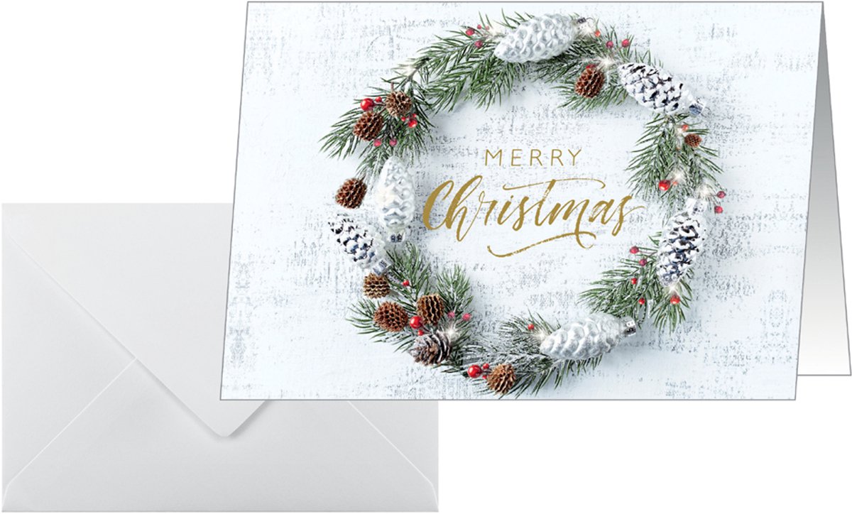 Kerstkaart 'Kerstkrans', afhangend formaat