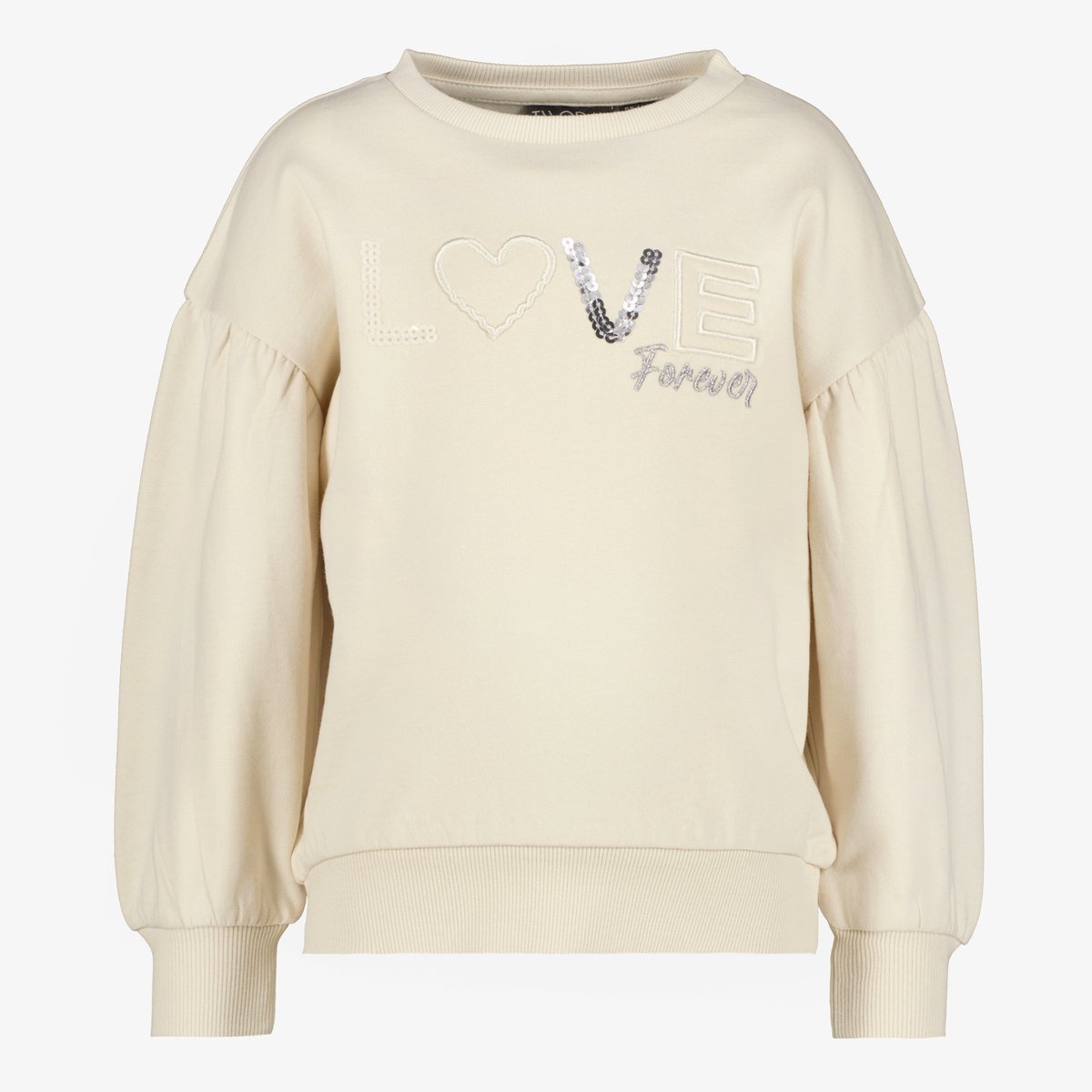 TwoDay meisjes sweater met tekst en pailletjes beige - Maat 98