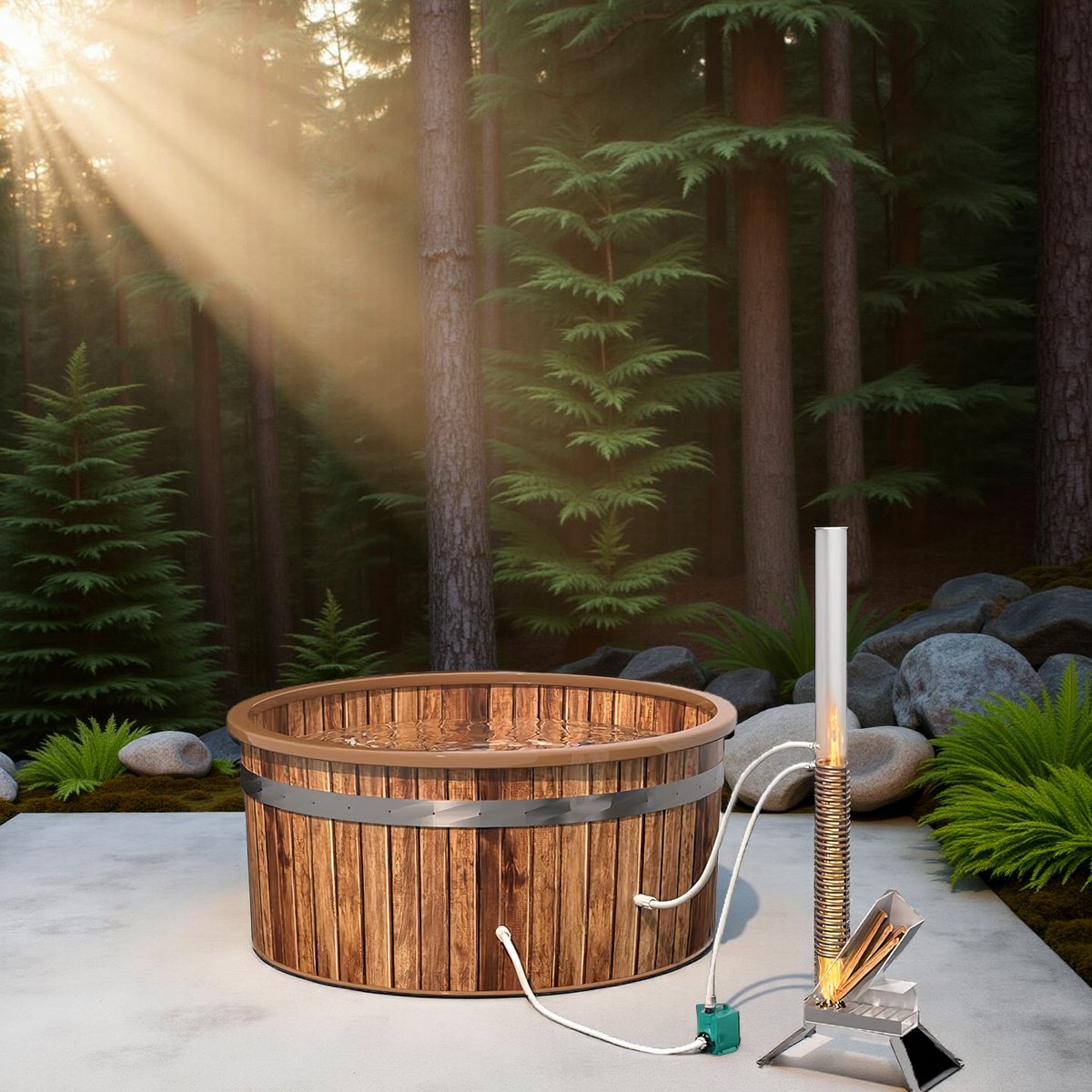 Premium Houtgestookte Zwembad- & Spa Verwarming - Draagbare - afbeelding 2