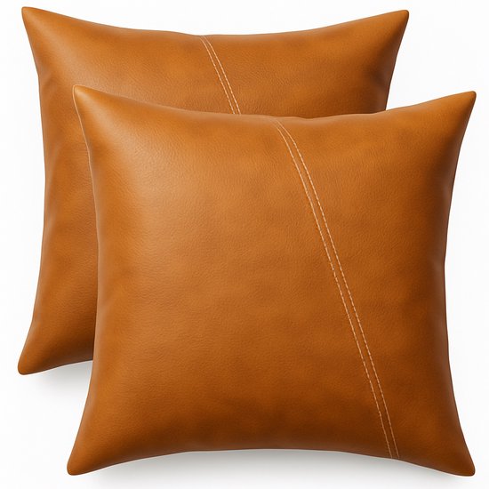 Housses de coussin en similicuir de Luxe – Durables, élégantes et faciles à entretenir, lot de 2, résistantes à l'eau, 46 x 46 cm Milan