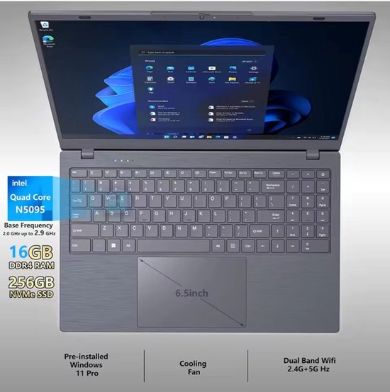 Studenten Notebook NC154J-T Intel celron N5095 - 16 GB ram - 512 GB SSD - ICT3Bruggen - Hoofdafbeelding