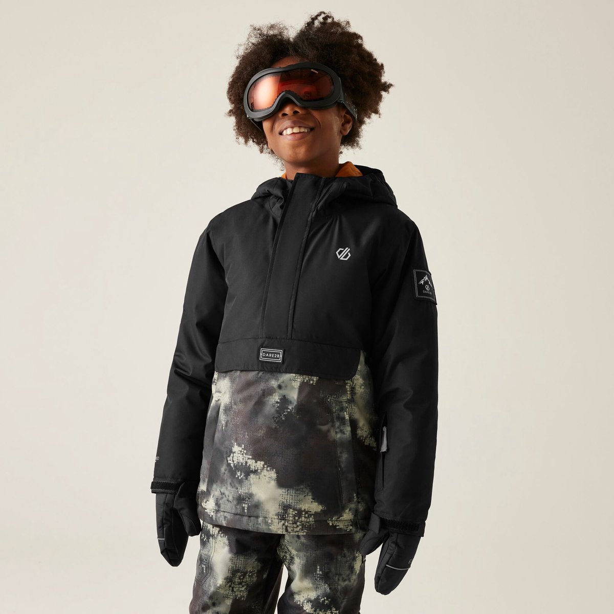 Freehand waterdichte ademende isolerende ski-jas voor kinderen Zwart