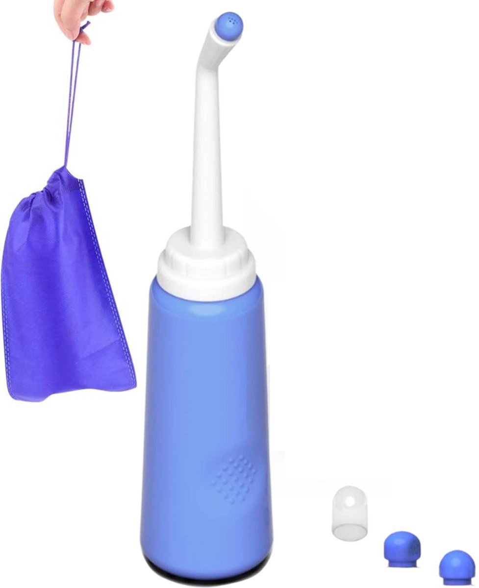 Doccia Portatile Per Igiene Intima - Bidet Travel Con 2 Ugelli, 500ml, Viola