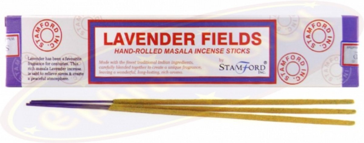 Wierook Lavendel – 15 Stokjes – Handgerold – Vegan & Dierproefvrij – Stamford – 21,5 cm – ±30 Min Brandtijd