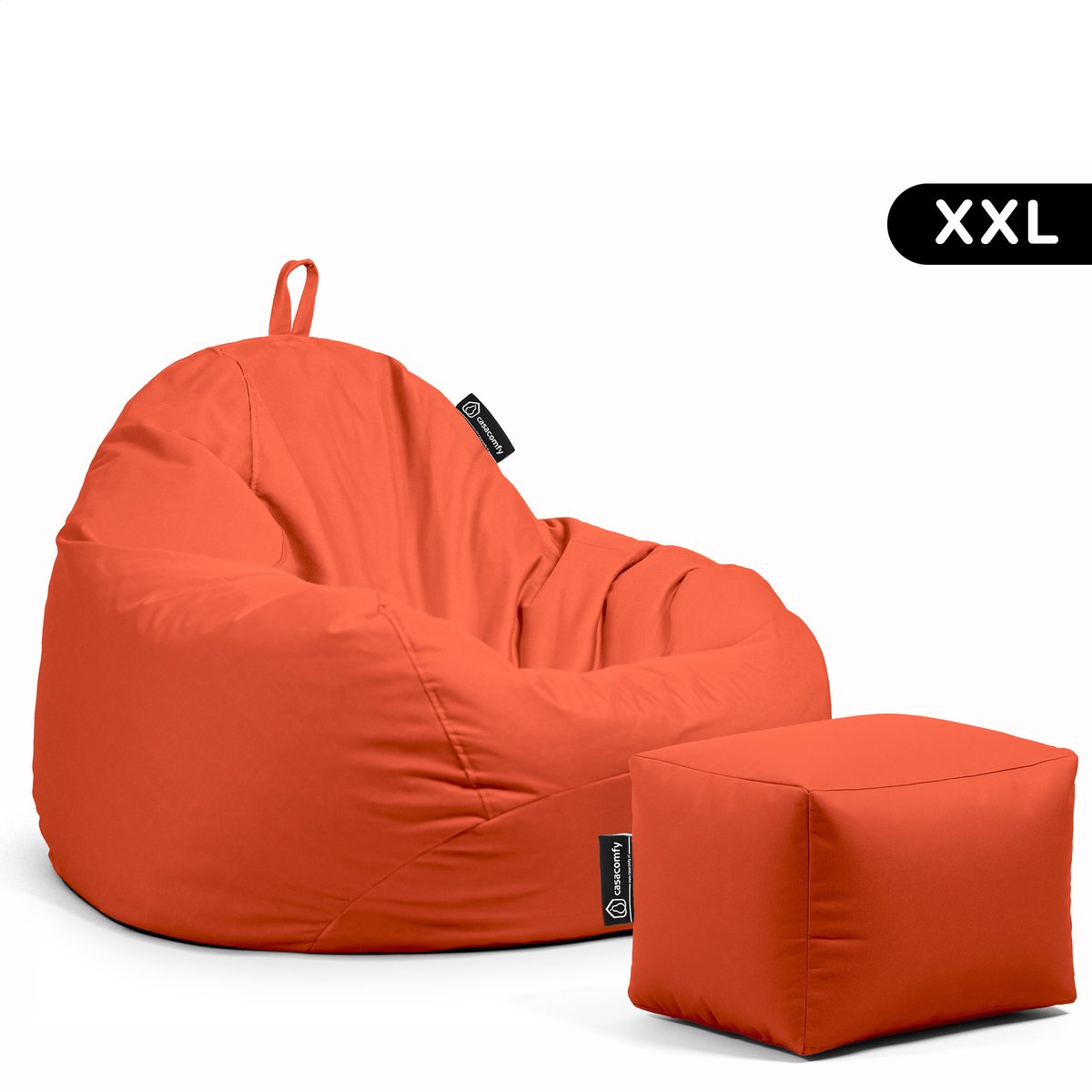 Casacomfy Pear XXL - Complete Grote Zitzak met Voetenbankje - Waterafstotend - Oranje