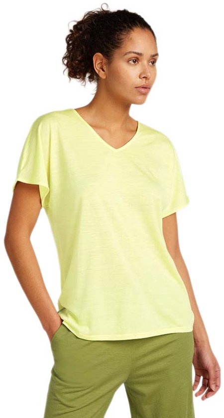 Foto: Icebreaker merino 125 cool lite drayden reversible t shirt met korte mouwen geel m vrouw