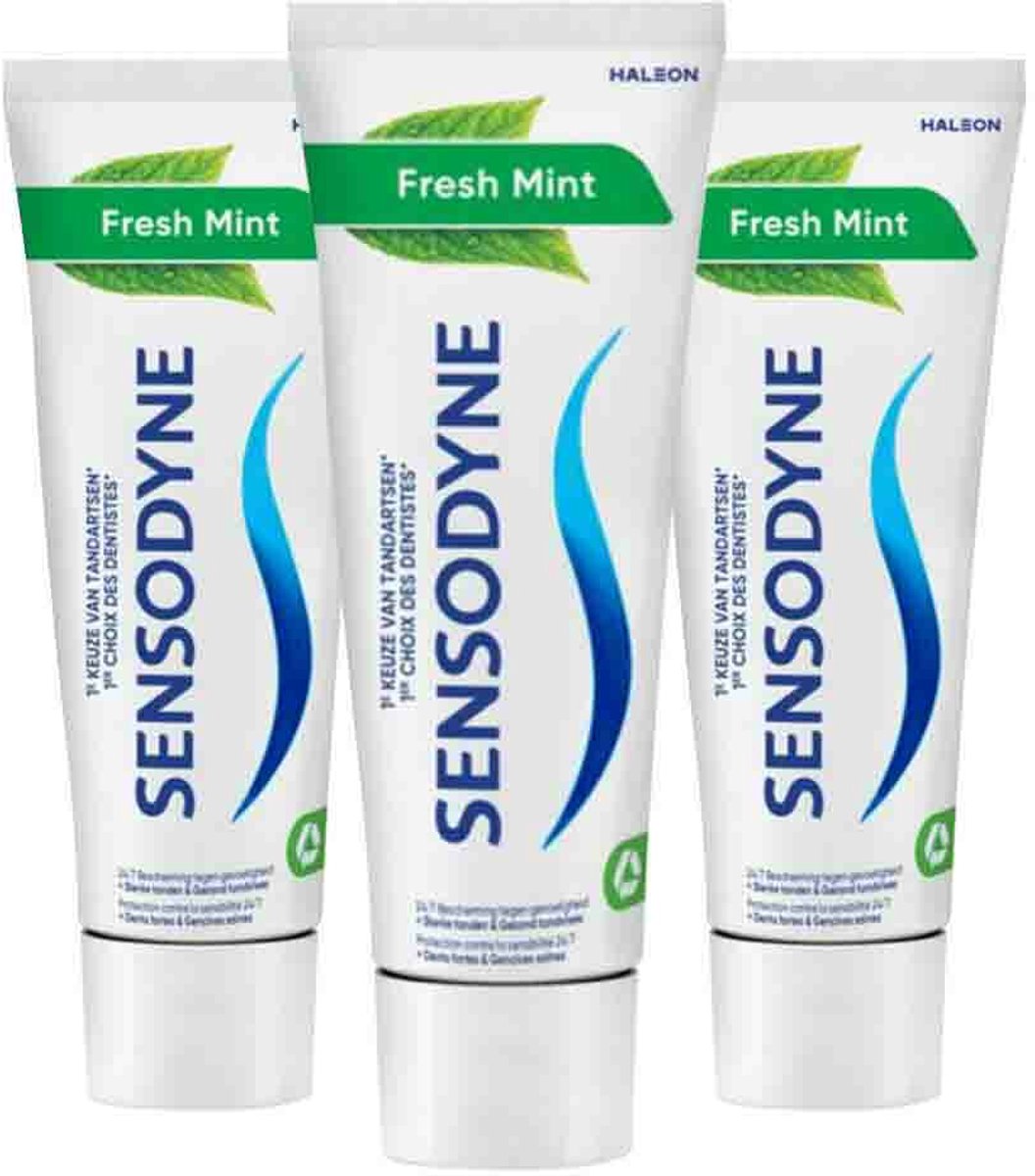 3 x Sensodyne Tandpasta Fresh Mint 75 ml - Gevoelige Tanden - Tandpasta - Frisse Adem - Mondhygiëne - Tandenborstel