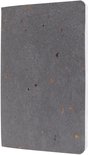 Carnet gris foncé avec fibres visibles et mouchetures brunes.