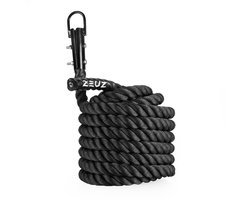 ZEUZ Power Sled Pull & Climbing Rope Voor CrossFit & Hyrox Training - Klimtouw - Incl. Bevestigingsmateriaal - 15 Meter Touw - Zwart
