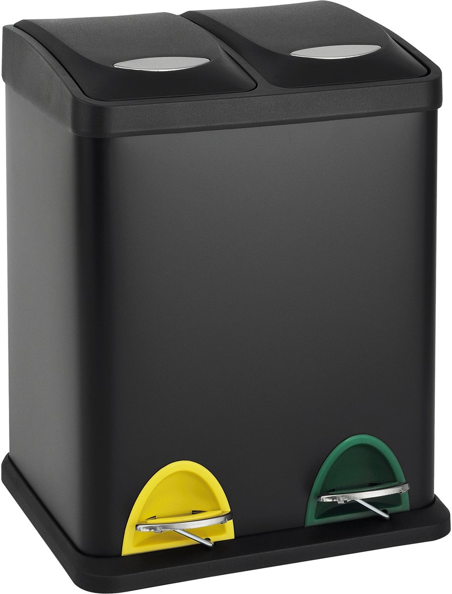 SVITA TC2X8 16 liter afvalbak afvalscheiding staal 2x8L zwart