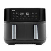 Braun TwinCook 3 Dubbele Airfryer - TD3030 - 8L - 2x4L Vaatwasbestendige Lades - Zwart