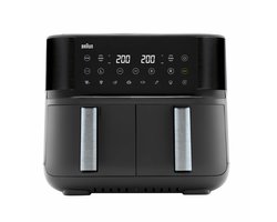 Braun TwinCook 3 Dubbele Airfryer - TD3030 - 8L - 2x4L Vaatwasbestendige Lades - Zwart