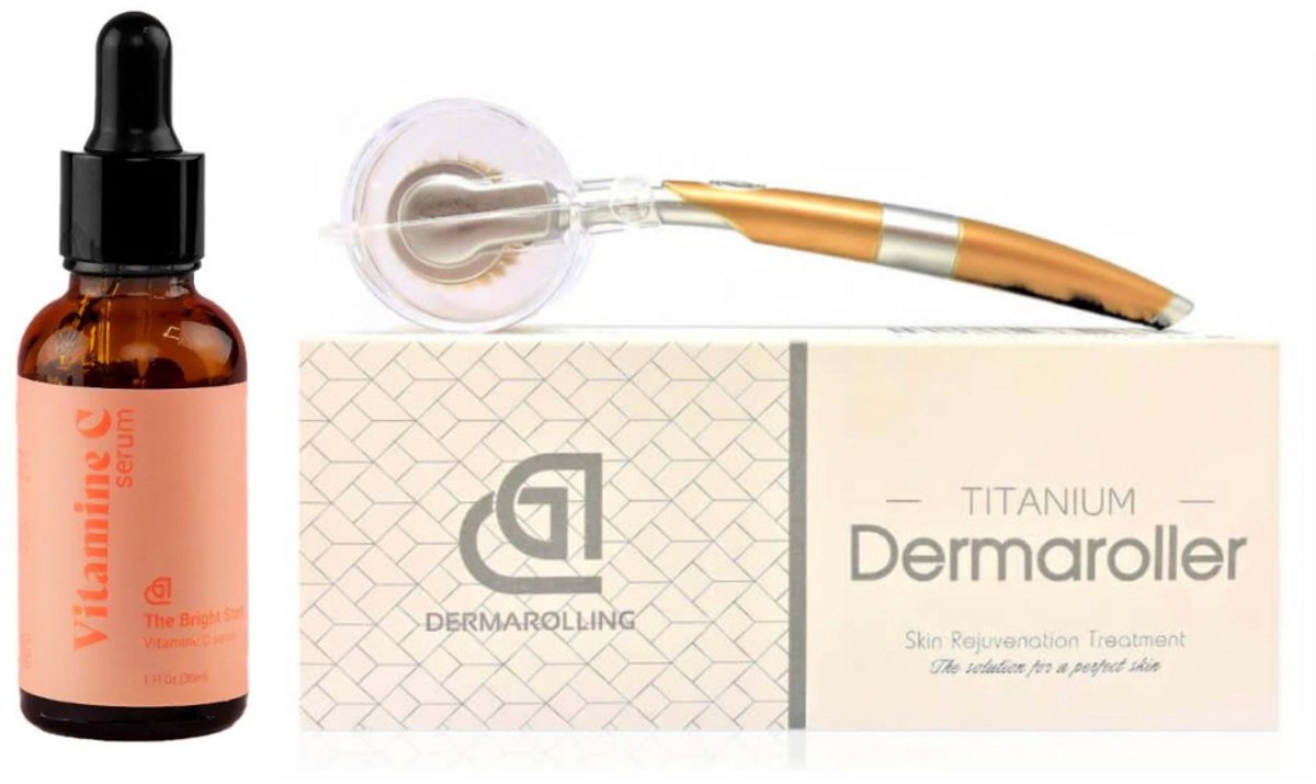 Titanium Dermaroller 0.5mm en Dermarolling Vitamine C Serum 30ml