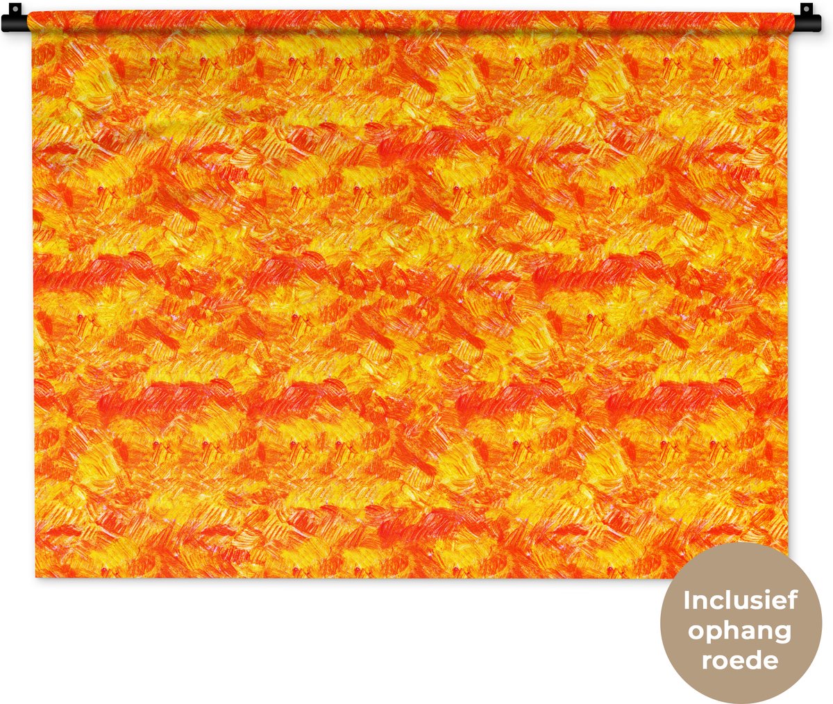 Wandkleed 90x67.5 cm - Wanddoek Verf - Oranje - Geel - Wandtapijt - Wandkleden