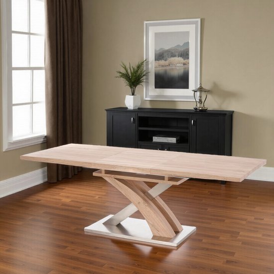 Uitschuifbare eettafel voor 4-6 personen 160x75cm in MDF met verstelbare stalen poten, zwart