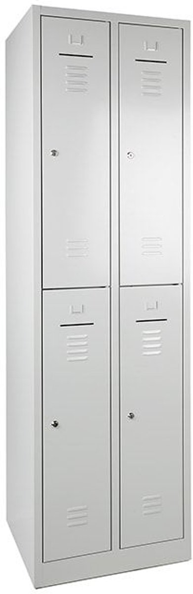2 stuks - Lockerkast WRC 4 - Grijs/Grijs - Cilindersloten (2x2; 4-deurs)