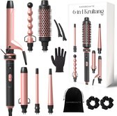 Sansbeauté® 6 in 1 Krultang met Klem - Keramische Haarkruller - 13mm tot 38mm - Föhnborstel Kort Haar - Warmteborstel - Krultangen - Thermal Brush - Haarstyler - Krulborstel 5 in 1