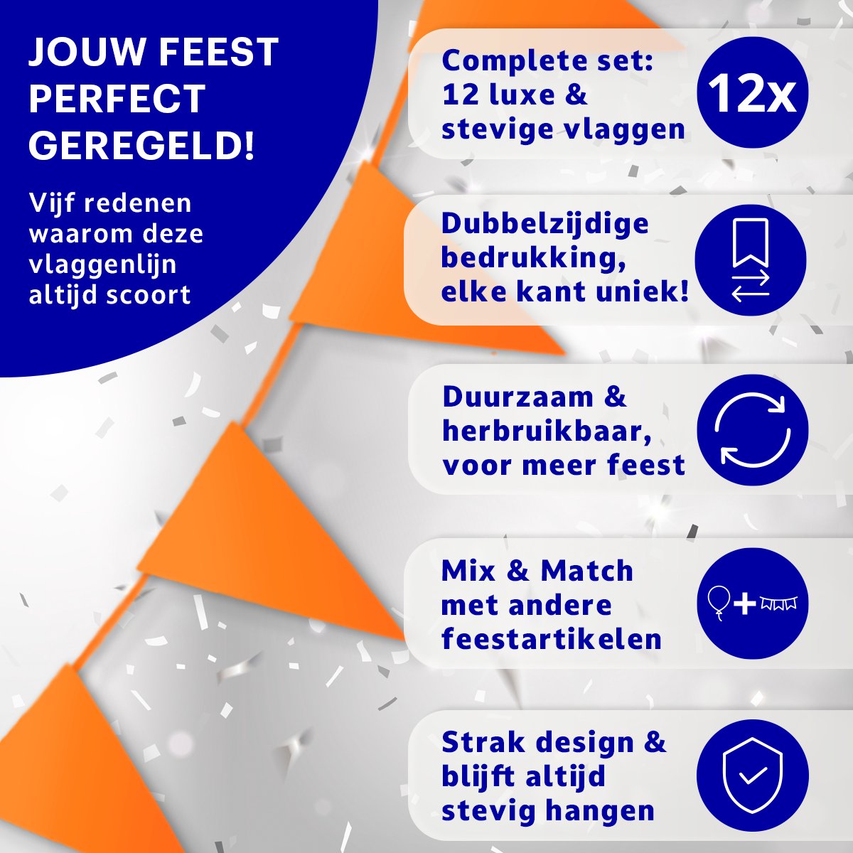 BTH - Slingers - Oranje - Slingers Verjaardag - Vlaggenlijn - Verjaardag Versiering - EK WK - Vlaggetjes - Decoratie — afbeelding 4