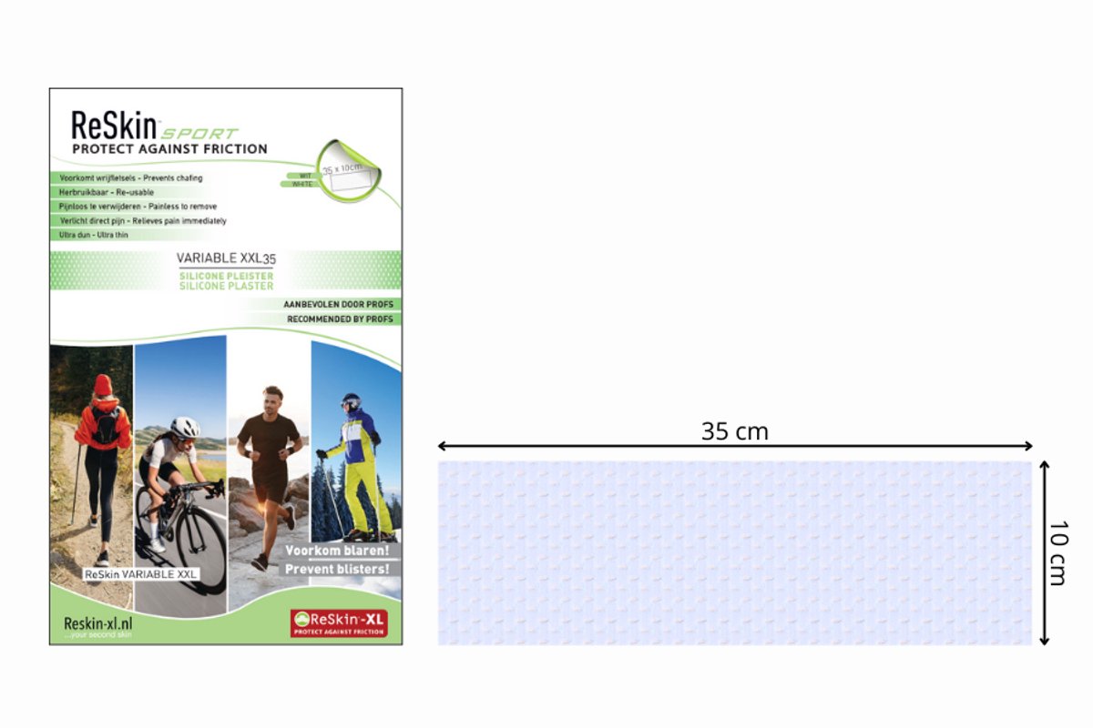 Reskin Variable XXL 35cm - Voorkomt blaren, wrijving en een geïrriteerde huid - Huidvriendelijk en uitwasbaar - Voor onder andere sporters, hardlopers, wandelaars, wielrenners, fietsers