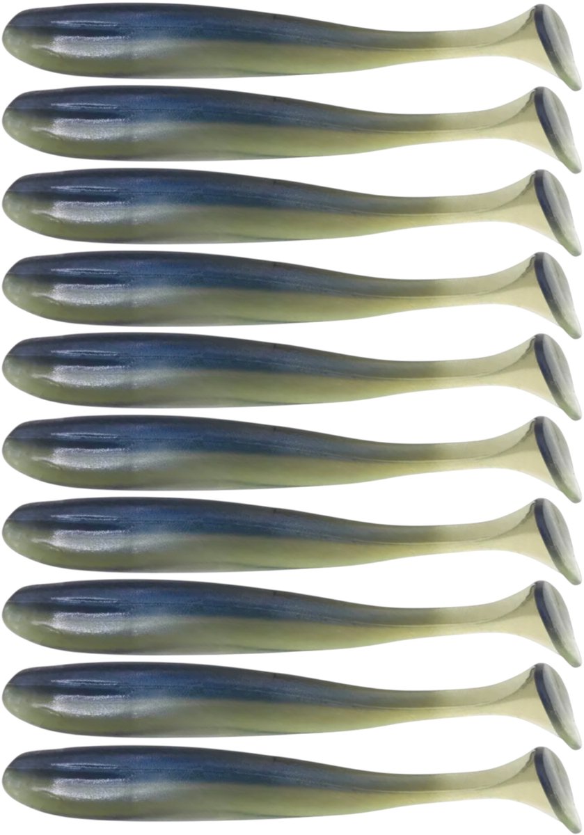 S&D | Shad Set 10 Stuks – 9cm 3.5g – Blauw / Groen – Zachte Shads met T-Staart – Kunstaas voor Roofvis