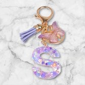Sleutelhanger Letter S | + Organza Zakje | Sleutelhanger Met Jouw Letter | S | PAARS | Vlinder | Gepersonaliseerd Cadeau | Moederdag cadeau | Persoonlijk cadeau| sleutelhangers volwassenen | Tashanger | Sleutelhanger | sleutelhanger auto