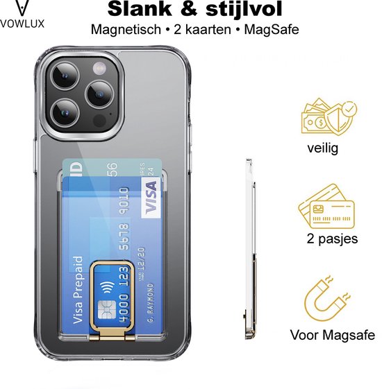 Apple iPhone 14 Pro Max Hoesje Dun TPU met Pasjeshouder Transparant