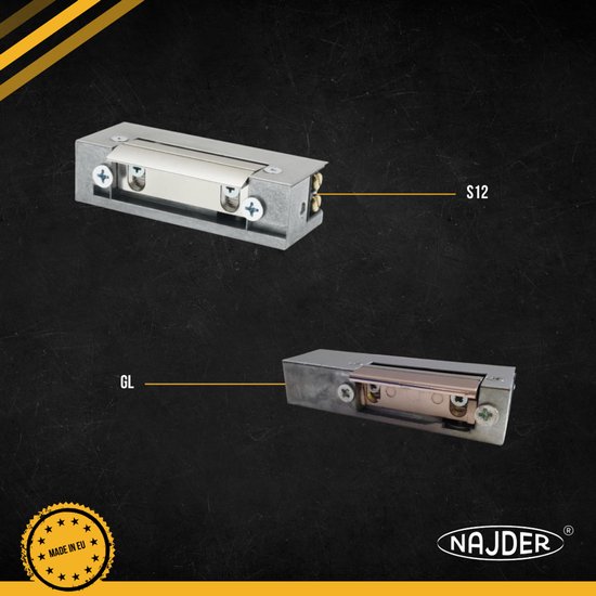 NAJDER Elektrischer Türöffner S12-Serie – 12 V AC/DC, Memory-Funktion, Verriegelnd, Symmetrisch Für Links- & Rechts-Türen