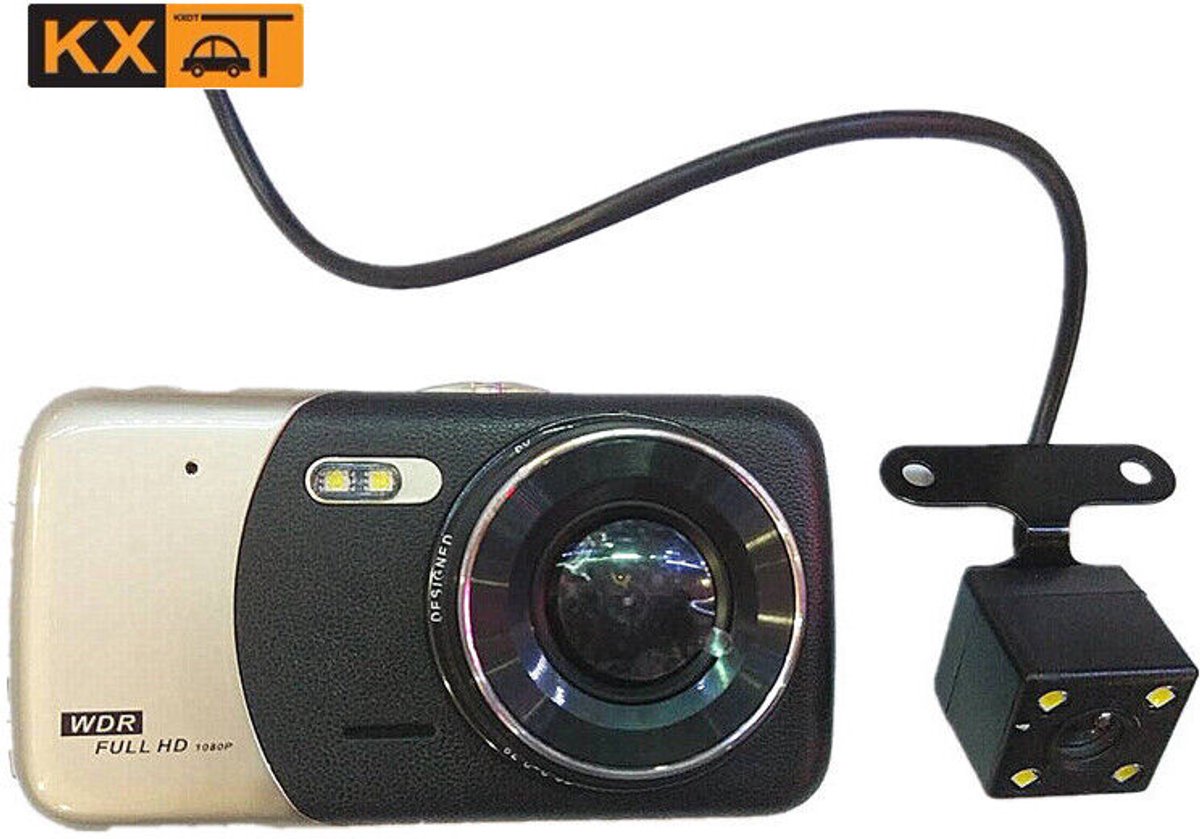 Dubbele lens voor en achter HD-opname groothoek 4-inch rijrecorder