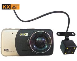 Dubbele lens voor en achter HD-opname groothoek 4-inch rijrecorder