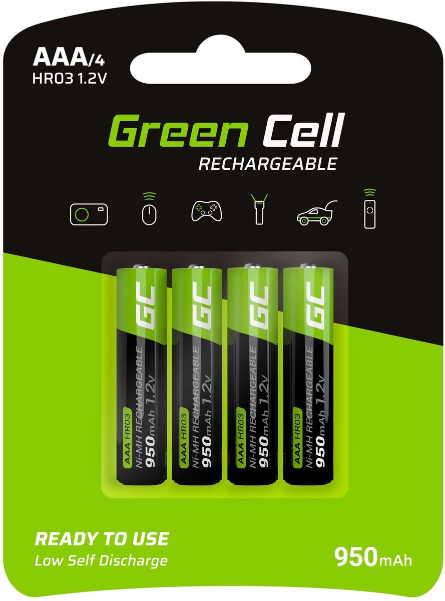 Oplaadbare AAA batterij (potlood) Green Cell HR03 NiMH 950 mAh 1.2 V 4 stuk(s)