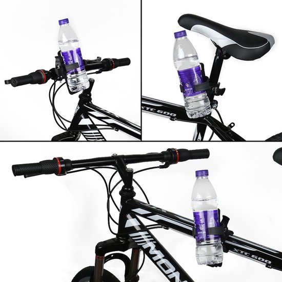 Bidonhouder met Klem - Universeel geschikt voor Fiets / Racefiets / Mountainbike / Kinderwagen / Buggy - Flessen / Beker Houder Verstelbaar - Drinkfleshouder - Bidonhouder -Bidonhouder fiets - Zwart - 1 stuk — afbeelding 3