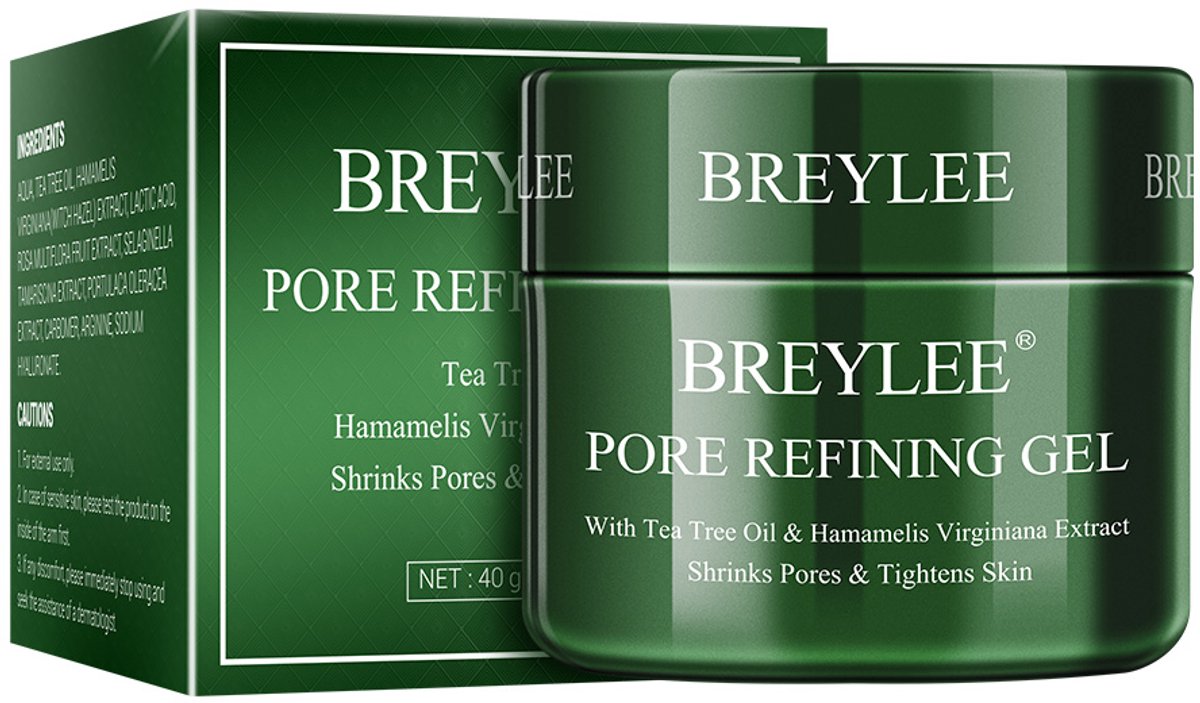 BREYLEE Tea Tree Pore Refining Gel - poriënverkleinende en verstevigende gezichtscrème - 40g