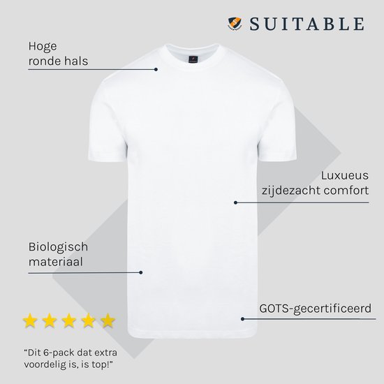Adapté - T-Shirt Obra Col Rond Haut Wit 6-Pack - Homme - Taille XL - Coupe Regular