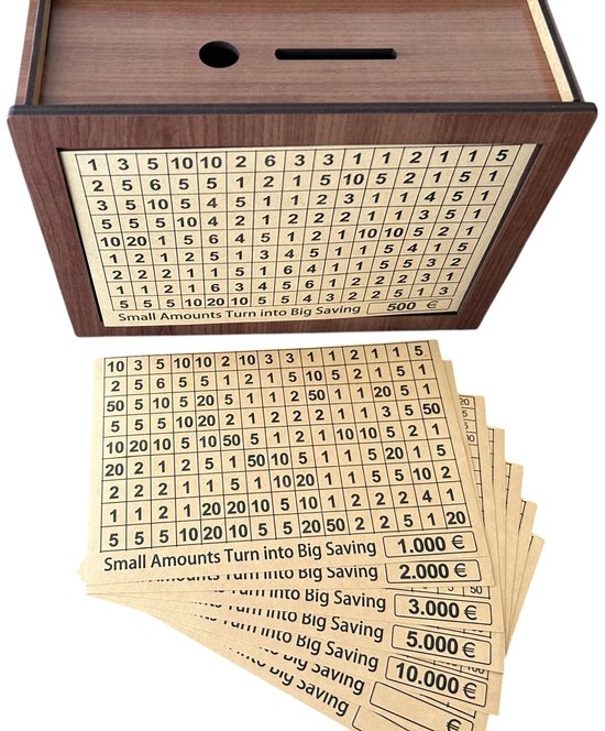Houten Spaarpot voor Volwassenen en Kinderen - Helpt bij het Ontwikkelen van de Spaargewoonte (€5000)