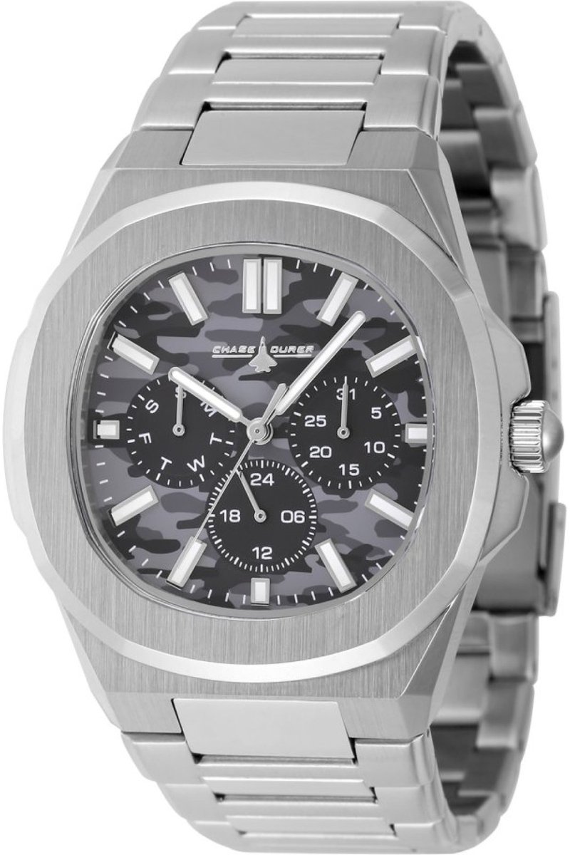 Chase Durer Chase Durer CDW-0167 Heren Horloge - Waterdicht - Analoog - Quartz Uurwerk - Roestvrij Staal met grijze Wijzerplaat - 41mm