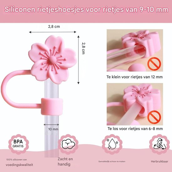 TOVBMUP beker rietje accessoire - Geschikt voor Stanley bekers - 10 mm - stofdichte siliconen rietje hoes - siliconen hoes accessoire - rietje hoes set - beker niet inbegrepen van Tovbmup — afbeelding 2