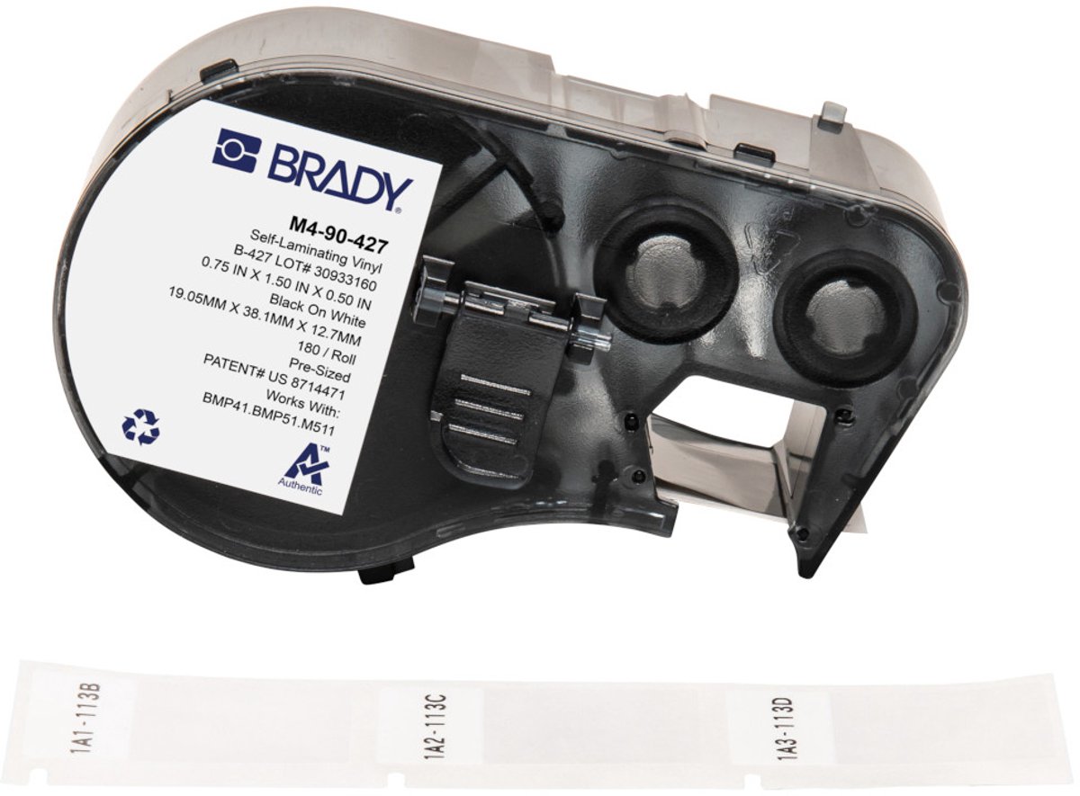 Brady M4-90-427 printeretiket Zwart, Wit Zelfklevend printerlabel