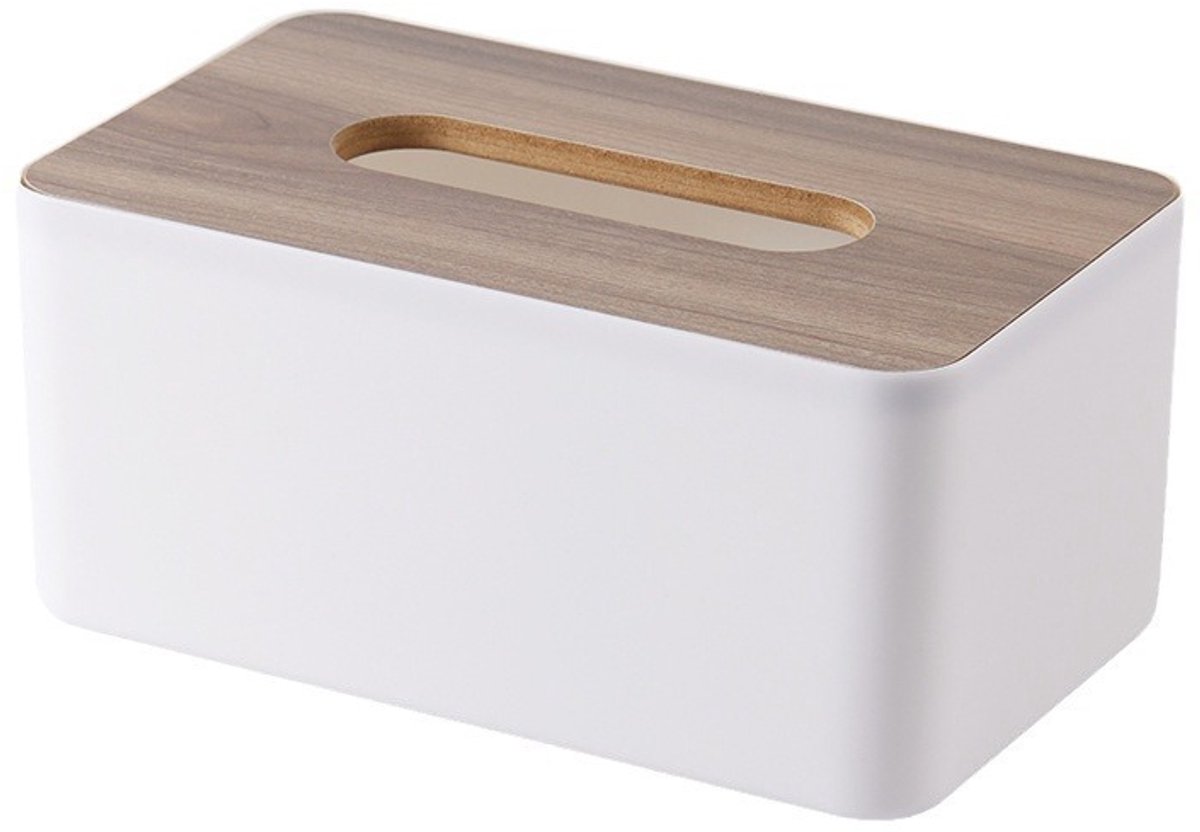 Tissue Box - Woonkamer Bamboe Servetten - Wit - Bamboe - 21 x 13 x 9 cm