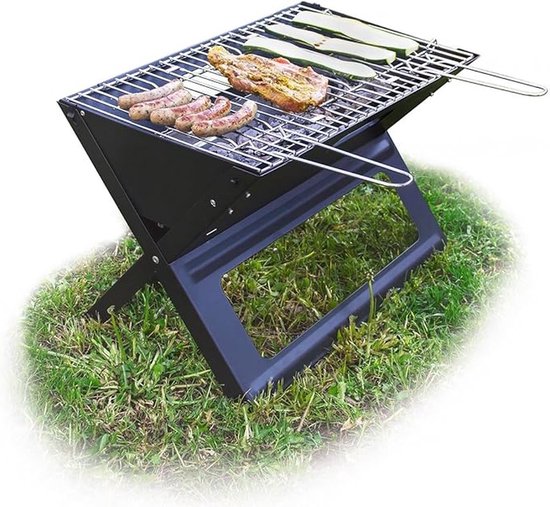 SMH LINE® Opvouwbaar Houtskool Barbecue - Draagbaar BBQ - Draagbare Camping Grill - 45 x30x35cm - RVS - Incl. Roosters van SMH LINE® — afbeelding 5