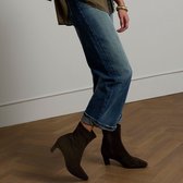 Manfield - Femme - Bottines en daim marron à talon - Taille 39