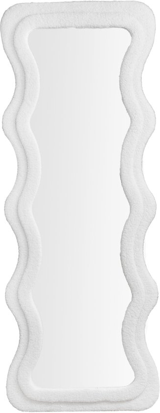 Miroir sur pied QUVIO - Miroir pleine longueur - Autoportant - Miroir Teddy - Forme ondulée - Teddy - 160 cm - Wit