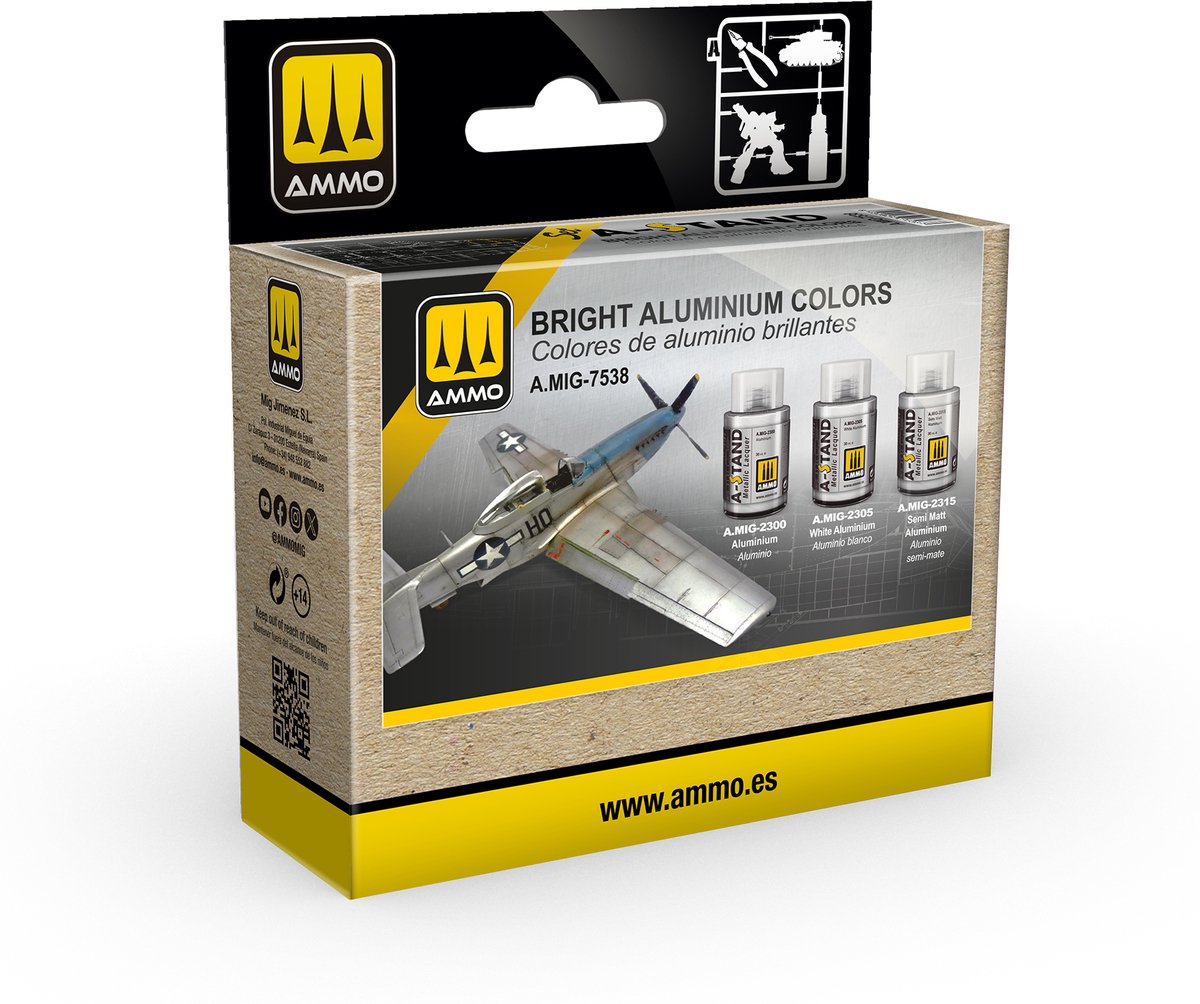 AMMO by Mig Jimenez Hobbyverf - MIG 7538 A-Stand - Heldere Aluminium Kleurenset - 3x30ml Verf set - 3x 30 ml