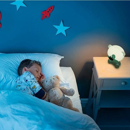 Bedlampje voor kinderen en baby's. Nachtlampje met drie intensiteiten, touchfunctie, nachtlampje voor kinderen om te slapen. USB-kabel. BLAUWE BEER van LALOONA — afbeelding 4