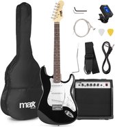 Elektrische gitaar met gitaar versterker - MAX Gigkit - 4/4 - Perfect voor beginners - incl. gitaar stemapparaat, gitaartas en plectrum - Zwart