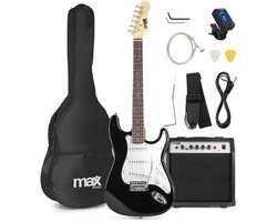 Elektrische gitaar met gitaar versterker - MAX Gigkit - Perfect voor beginners - incl. gitaar stemapparaat, gitaartas en plectrum - Zwart