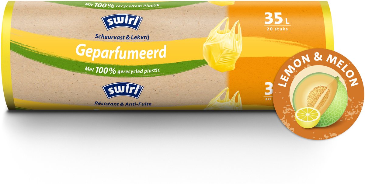 Swirl Vuilniszakken met Handvatten Lemon & Melon 35 liter 20 stuks