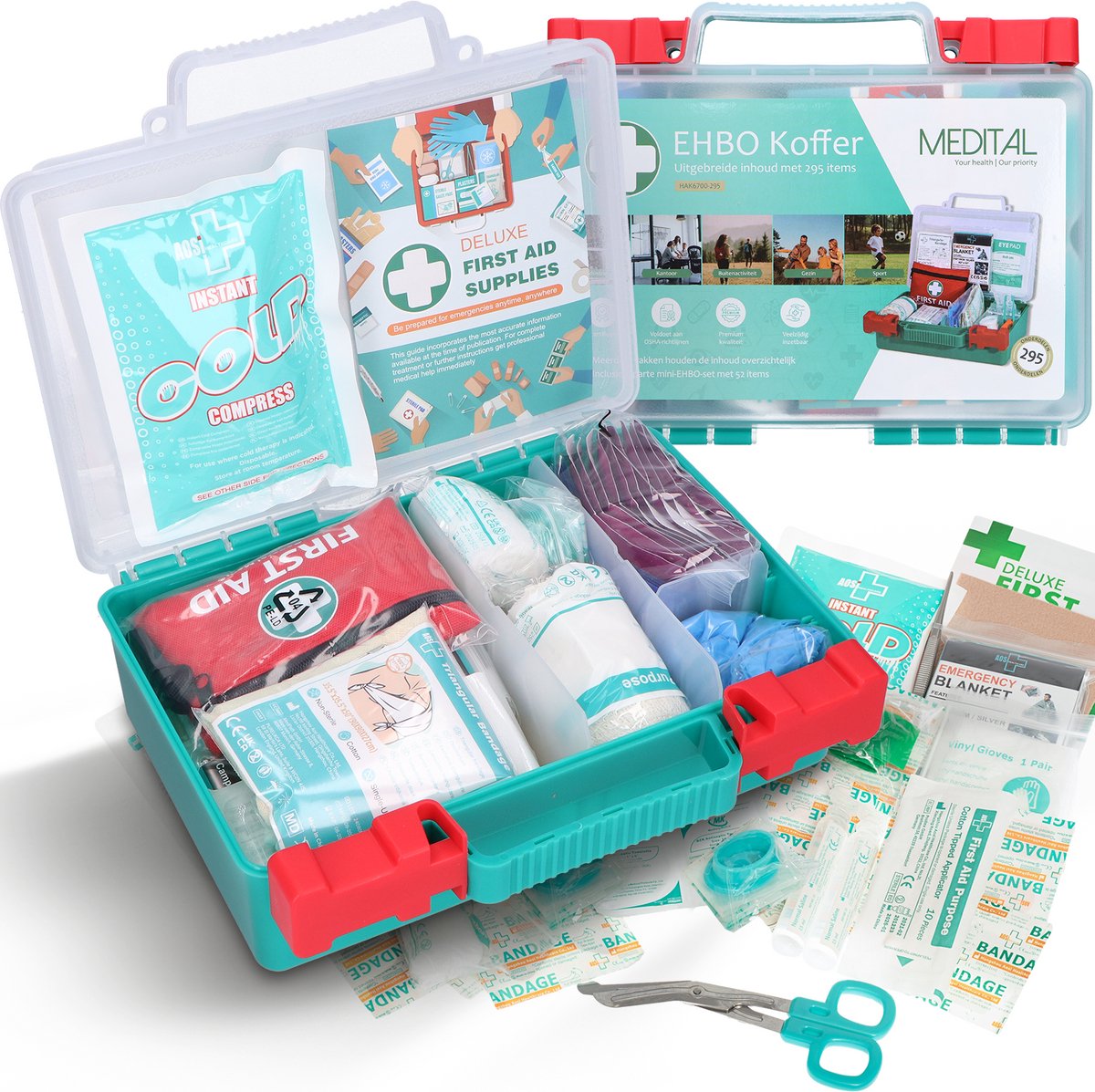 Cover van EHBO kit 295-delige - Complete EHBO Koffer/Doos - Verbanddoos - First Aid Kit - Pleisters & Verband - Noodpakket