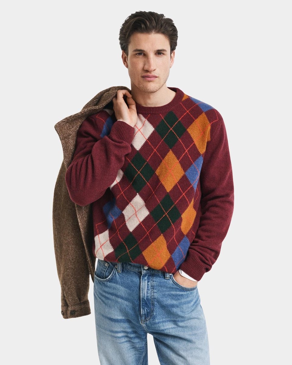 Gant Pullover Rood Argyle C-neck 8060102/621