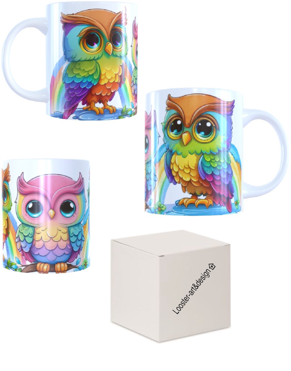 Koffie beker - thee mok - vrolijke uilen - owl`s